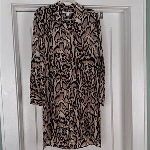 Diane von Furstenberg Leopard Print Button-Up Dress Tunic